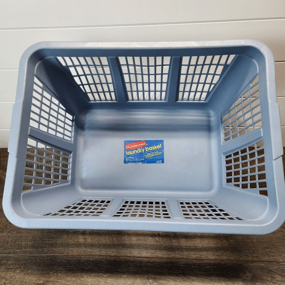 Vintage Rubbermaid Laundry Basket 2965 Light Blue Hamper Rectangular Plastic